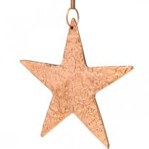 Decorative star to hang, Advent decoration, metal pendants copper-colored 12 × 13cm 3pcs