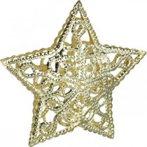 Product Scatter decoration stars, light chain attachment, Christmas, metal decoration golden Ø6cm 20 pieces