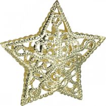 Product Scatter decoration stars, fairy lights attachment, Christmas, metal decoration golden Ø6cm 20 pcs