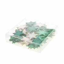 Product Scatter decoration Christmas star green, white assorted 4cm 72 pcs