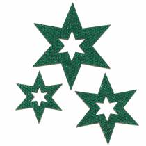 Product Scatter decoration star green 3-5cm 48 pcs