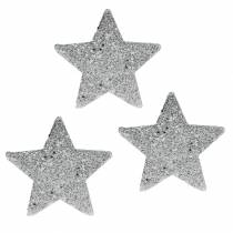 Product Scattered stars with glitter Ø6.5cm silver 36pcs