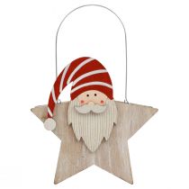 Star made of wood gnome red white table decoration 15.5×6×16.5cm