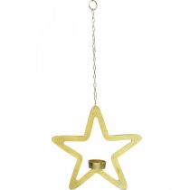 Product Decorative star tealight holder metal for hanging golden 24cm