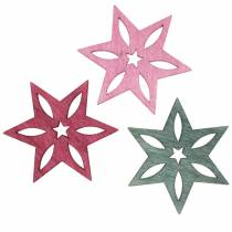 Product Scatter décor Star Wood Assorted Pink, Gray 4cm 72p