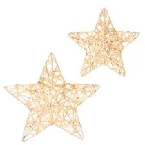 Product Set of Decorative Wire Stars in Gold – 12 Pieces, Two Sizes (10cm and 7cm)