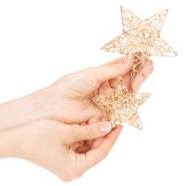 Product Set of Decorative Wire Stars in Gold – 12 Pieces, Two Sizes (10cm and 7cm)