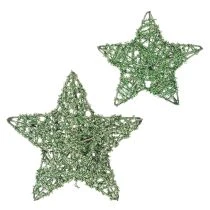 Product Green Wire Star Decoration Set, 10 cm and 7 cm, Pack of 12