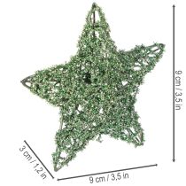 Product Green Wire Star Decoration Set, 10 cm and 7 cm, Pack of 12