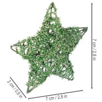 Product Green Wire Star Decoration Set, 10 cm and 7 cm, Pack of 12