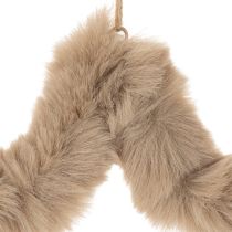Product Hanging Faux Fur Star Decoration 21cm Beige 4Pcs