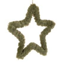 Product Set of 3 Green Faux Fur Hanging Stars 30cm for Indoor Decoration