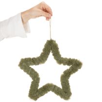 Product Set of 3 Green Faux Fur Hanging Stars 30cm for Indoor Decoration