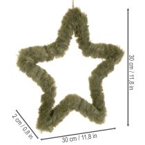 Product Set of 3 Green Faux Fur Hanging Stars 30cm for Indoor Decoration