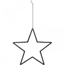 Product Christmas Decoration Star Pendant Black Glitter 17.5cm 9 pcs