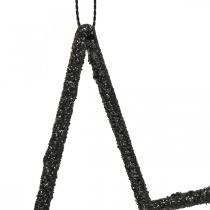 Product Christmas Decoration Star Pendant Black Glitter 17.5cm 9 pcs