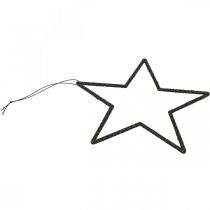 Product Christmas Decoration Star Pendant Black Glitter 17.5cm 9 pcs