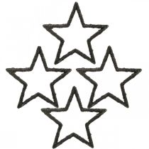 Product Scatter decoration Christmas stars black glitter Ø4cm 120p