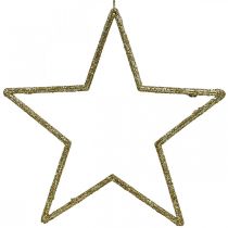 Product Christmas decoration star pendant golden glitter 17.5cm 9pcs