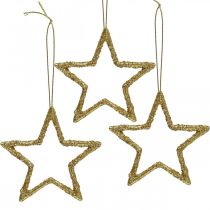 Product Christmas decoration star pendant golden glitter 7.5cm 40p