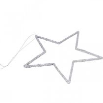 Product Christmas Decoration Star Pendant Silver Glitter 17.5cm 9 pcs