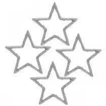 Product Scatter decoration Christmas stars silver glitter Ø4cm 120p