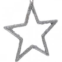 Product Christmas decoration star pendant silver glitter 7.5cm 40p