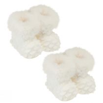 Product Boots with fur booties Christmas tree decoration white 7cm 2pcs