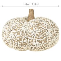 Product Fabric pumpkin decoration jute lace white/beige vintage decoration Ø18cm