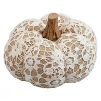 Fabric pumpkin decoration jute lace white/beige vintage decoration Ø15cm