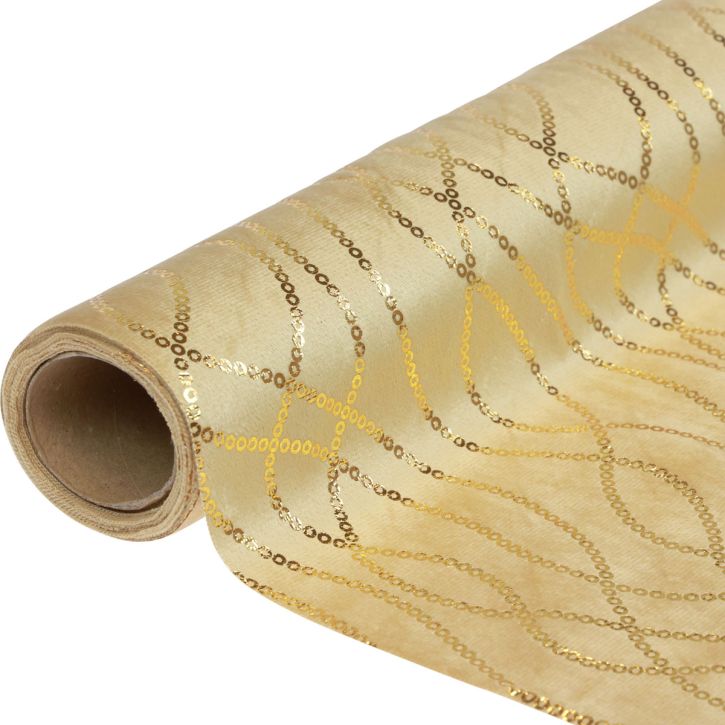 Product Table runner beige gold chains table runner velvet 28×270cm