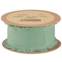 Product Fabric ribbon decorative ribbon with fringes sage green 40mm 15m