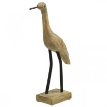 Product Wooden wader, standing crane, decorative bird natural color, black H40cm