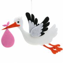 Product Decorative stork to hang pink 45.5cm x 39cm x 2cm