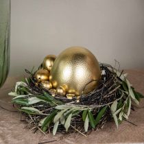Ostrich egg decoration blown out Easter decoration gold Ø12cm H14cm