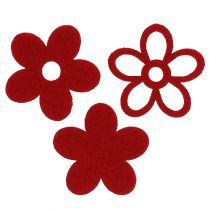 Product Scatter decoration felt flower red assorted in mix Ø4cm 72 pcs