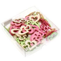 Product Scatter wooden hearts colored assorted 4cm 72 pcs