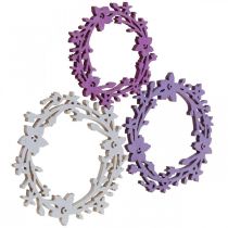 Scatter decoration wooden flower wreath scatter parts spring colored Ø3-5cm 24p