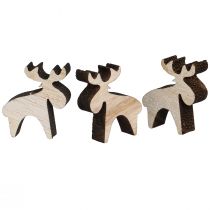 Product Scatter decoration wooden elk decoration natural brown 2x2.5cm 108 pcs