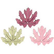 Product Scatter decoration wooden autumn leaves table decoration purple pink green 4 cm 72 pcs