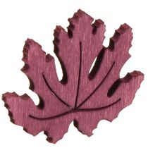 Product Scatter decoration wooden autumn leaves table decoration purple pink green 4 cm 72 pcs