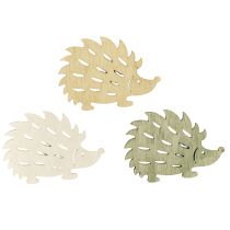 Product Scatter decoration wooden hedgehog decoration green brown white 4x3cm 72 pcs