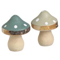 Product Scatter decoration wooden mini mushrooms decoration toadstools green Ø2.5cm 24 pcs
