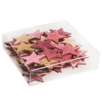Product Scatter decoration wooden Christmas stars 3 colours Ø4cm 72 pcs
