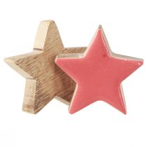 Product Scatter decoration wooden stars stars mango wood apricot yellow 5cm 12 pcs