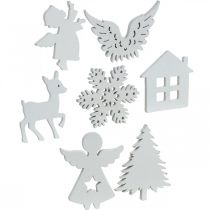Product Scatter decoration Christmas wood mix white 4cm 72p