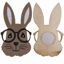 Product Scatter decoration wooden rabbit with glasses brown white 2.5×4.5cm 48p