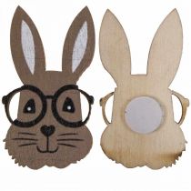 Product Scatter decoration wooden rabbit with glasses brown white 2.5×4.5cm 48 pcs