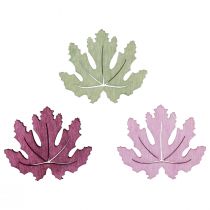 Product Scatter decoration wooden autumn leaves table decoration purple pink green 4 cm 72 pcs