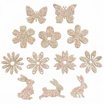 Product Scatter decoration wood, scatter pieces spring Easter pink 2–4cm 64p